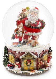 Музична водяна куля santa with gifts з підсвічуванням 16см BonaDi DP219453