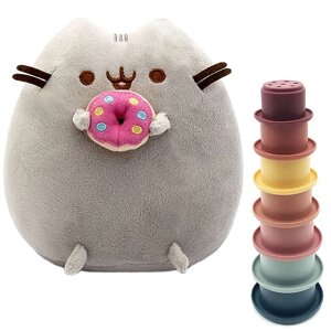 М'яка іграшка 2Life Pusheen cat 23х25 см та Пірамідка Y16 Різнокольоровий (v-11538)