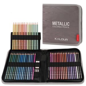 Набір кольорових олівців Kalour Metallic 50 кольори з ефектом Металік