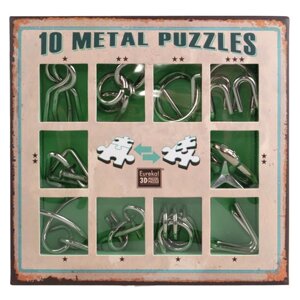 Набір головоломок 10 Metall Puzzles green 10 головоломок Eureka 3D Puzzle 473357