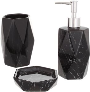 Набір керамічних аксесуарів для ванної кімнати Black marble 3 предмет ceramic DP219253 BonaDi