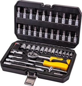 Набір насадок торцевих MASTERTOOL CrV 1/4" 4-14 мм тріскачка 72Т 46 шт кейс 78-2047