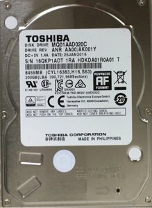 Накопичувач HDD 2.5" SATA 200GB toshiba 8MB 4200rpm (MQ01AAD020C)