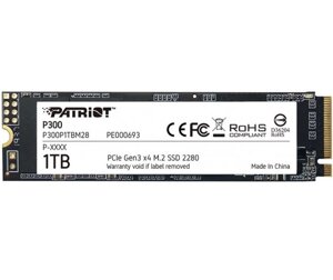 Накопичувач SSD 1TB patriot P300 M. 2 2280 pcie nvme 3.0 x4 TLC (P300P1tbm28)