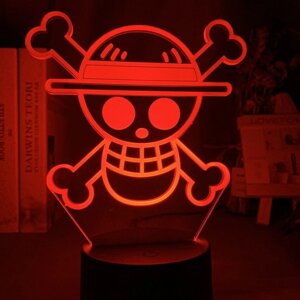 Настільний світильник-нічник Череп Skull Ван Піс One Piece 16 квітів USB (21011) Bioworld