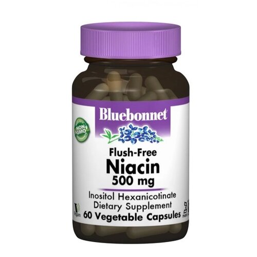 Ніацин Bluebonnet Nutrition Niacin Flash-Free 500 mg 60 Caps