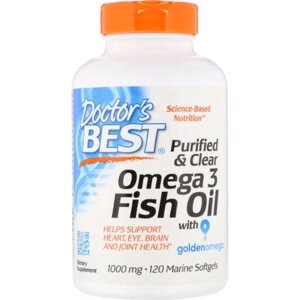 Омега 3 Doctor's Best Purified & Clear Omega 3 Fish Oil with Goldenomega 1000 mg 120 Marine Softgels DRB-00478