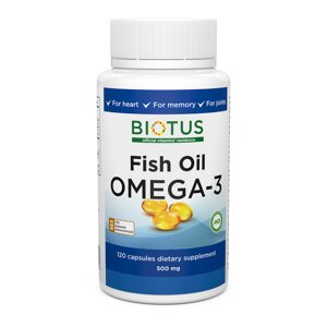 Омега-3 ісландський риб'ячий жир Omega-3 Fish Oil Biotus 120 капсул