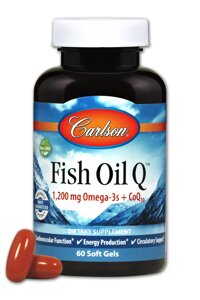 Омега-3 + Коензим Q10 Fish Oil Q Carlson 60 гелевих капсул