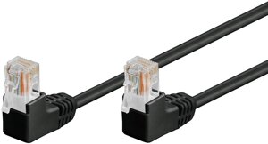 Патч-корд неекранований Goobay RJ45 UTP5e 1.0m patch D=4.9mm AWG26 2x90° Gold чорний (75.09.6086)