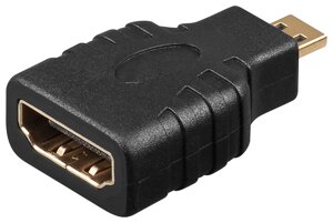 Перехідник моніторний Lucom HDMI-micro F/M (адаптер) литий Gold чорний (62.08.4205)