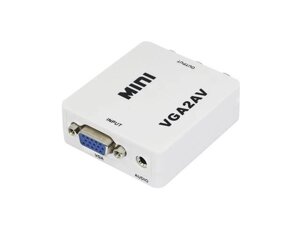 Перехідник моніторний Lucom VGA HD15-RCAx3 M/M (AV) Pas (RCA-екран) аудіо+відео білий (62.09.8081)