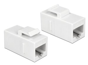 Перехідник мережевий Lucom RJ45 UTP6 F/F Keystone 1:1 Gold білий (62.09.8130)