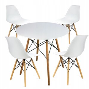 Круглий стіл JUMI Scandinavian Design white 80см. + 4 сучасні скандинавські стільці