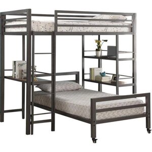 Двоярусне ліжко Loft у стилі Loft NS-226 1880x1800x1800 мм Чорний