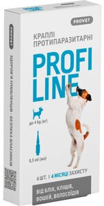 Краплі ProVET Profiline інсектоакарицид для собак до 4 кг 0,5 мл 4 шт (4823082431052)