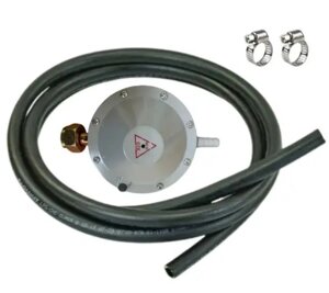 Комплект No Brand шланг 2 м з редуктором та хомутами для підключення газових балонів до плит (2104618250)