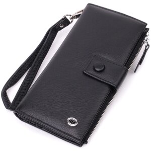 Жіночий вертикальний гаманець-клатч із натуральної шкіри ST Leather 22537 Чорний