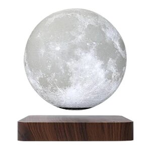 Настільний левітуючий нічник Night Light Magic Moon Magnetic Місяць на дерев'яній підставці (NLMMM36)