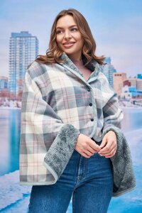 Тепле кашемірове пончо утеплене хутром (7012) Braxton One size Сірий