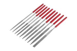 Набір надфілів Intertool 14 см алмазні Сріблясто-червоний 10 шт (HT-3701)