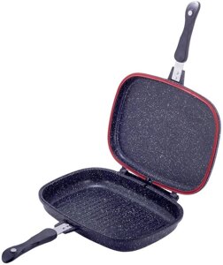Сковорідка-гриль Grill Pan двостороння прямокутна 32х24х7.5см Kamille