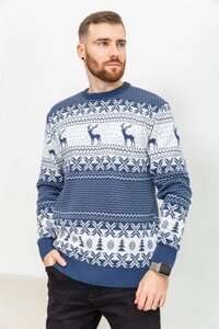 Свитер мужской с оленями джинс 161R712 Ager L