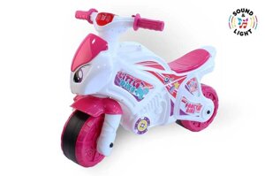 Толокар-Мотоцикл "ТЕХНОК" зі світловими та звуковими ефектами White/Pink (77017)