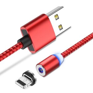 Магнітний кабель для зарядки Lightning X-CABLE Metal Magnetic Cable 360 red