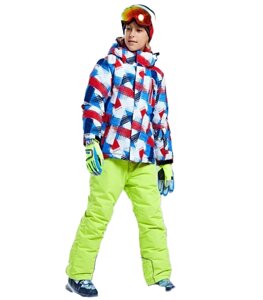 Зимова лижна куртка з капюшоном печворк No Brand DEAR RABBIT MZK02211 4T 108 см Різнокольоровий