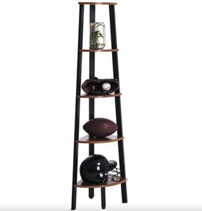 Етажерка LEOBERT Wooden New кутова у стилі Loft 32,5х34х159 см Чорно-коричневий