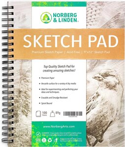 Альбом для ескізів та замальовок NORBERG &LINDEN на спіралі А4 100 аркушів