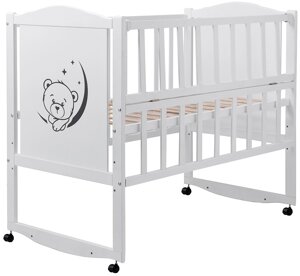 Ліжко Babyroom Тедді T-01 фігурне бильце, відкидний бік, колеса Білий (hub_x74q1c)