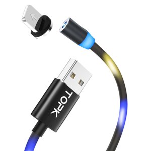 Кабель магнітний Topk Z-line Llightning для зарядки світиться LED USB 1m Black (3872-10791)