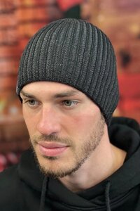 Чоловіча зимова шапка «Грант» Braxton чорний + графіт 56-59