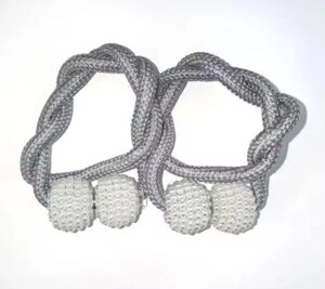 Набір магнітних підхватів-затискачів для штор та тюлі Urbanset "Перлинний Рай" 2 шт 45 см Сірий (Graz2)