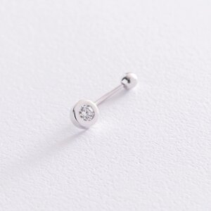 Золотий пірсинг в пупок з фіанітом пір00249 Онікс