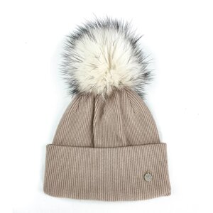 Шапка з помпоном жіноча PRUDENCE 255-319 LuckyLOOK One Size Бежевий