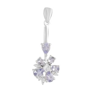 Срібна підвіска SilverBreeze з танзанітом 1.905ct білим топазом (2115113)