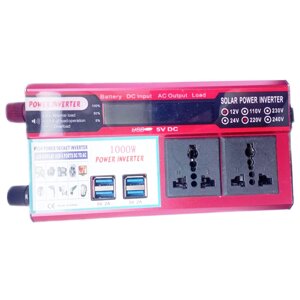 Автомобільний інвертор Solar Power Inverter 017 c 12V на 220V 1000W модифікована синусоїда Red (11060-hbr)