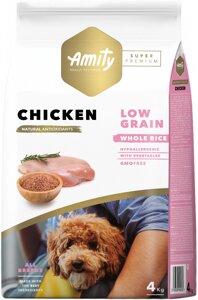 Сухий корм для собак Amity Super Premium Chicken сухий корм для дорослих собак із куркою 4 кг (8436538949535)