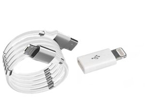 Кабель SuperCalla MicroUSB на магнітах White і Адаптер Lightning 8 (vol-999)