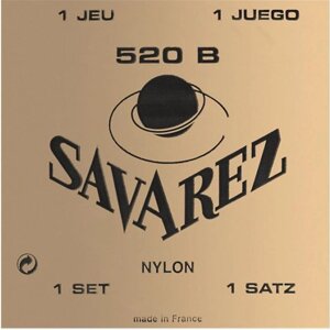 Струни для класичної гітари Savarez 520B White Traditional Classical Guitar Strings Low Tension