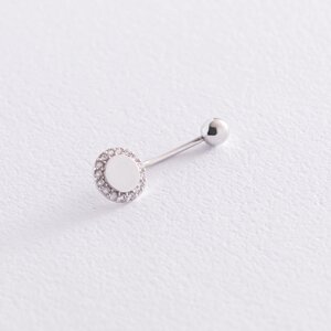 Золотий пірсинг в пупок з фіанітами пір00247 Онікс
