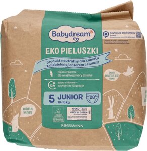 Еко підгузки Babydream 5 Junior (10-16 кг) 28 шт