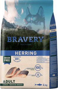 Сухий корм Bravery Herring Large Medium Adult для дорослих собак середніх та великих порід із оселедцем 4 кг (8436538950616)