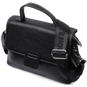Сумка сетчел у класичному кольорі для жінок із натуральної шкіри Vintage 22291 Чорна