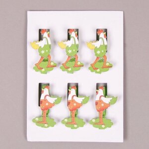 Півень на прищіпці (6 шт.) Flora 40039