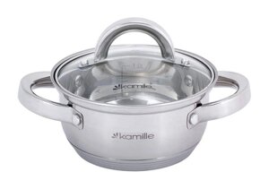 Каструля Kamille Mystery 1л зі скляною кришкою низька DP36687