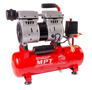 Компресор безшумний MPT PROFI OIL FREE 10 л 600 Вт 1450 об/хв 7 атм Red and Black (MAC60103S)